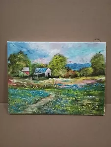 Einzigartiges Texas Bluebonnet Farm Country Ölgemälde 🎨 - Bild 1 von 5