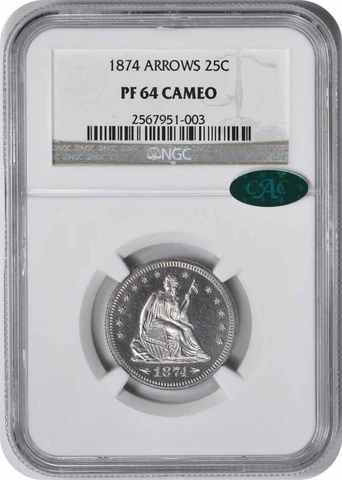 1874 Liberty Seated Silver Quarter PR64CAM NGC (CAC) Cover