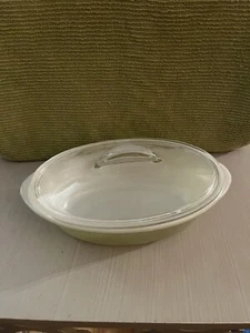 Vintage Glasbake Glass Oval Covered Casserole Green with Glass Lid - 1 qt - Picture 1 of 6