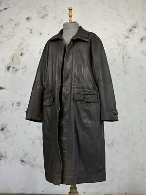 Vintage Leather Trench Coat Long Jacket Size M - L 44 - Image 1 of 4