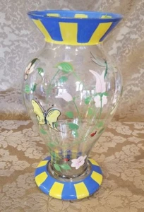 Lenox Glass Butterfly Meadow Hand Painted  9 1/2 Vase EXCELLENT!! - Picture 1 of 5