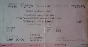 TICKET 8/10/2005 Suiza Suiza Suiza vs Francia Francia # Berna - Imagen 1 de 1
