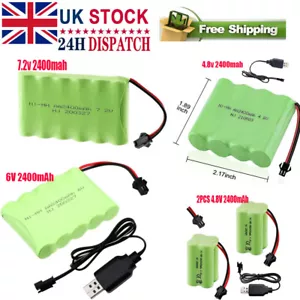 Batteria Ricaricabile 2400mAh Ni-Mh con Spina SM 2P per RC Auto Veicoli Barca UK - Foto 1 di 40
