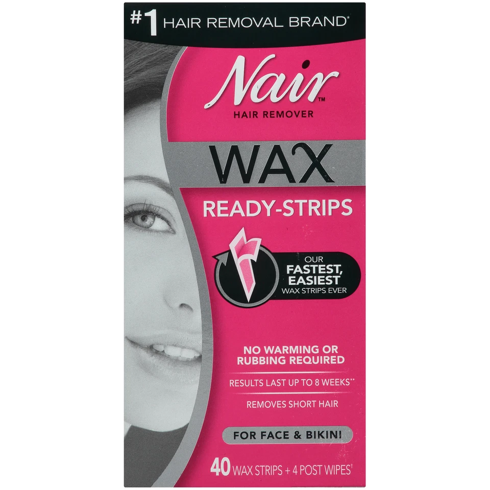 Nair Hair Remover Wax Ready Strips Face and Bikini Hair Removal Wax Strips ...