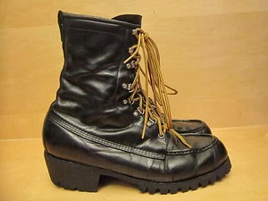 STIVALI DA MOTOCICLISTA VINTAGE TED WILLIAMS 100% VERA PELLE TAGLIA 9D USA neri - Foto 1 di 12