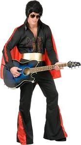Rhinestone Rock Star Elvis Presley Black Fancy Dress Up Halloween Adult Costume - Picture 1 of 6