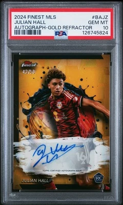 Julian Hall 2024 Topps Finest MLS Autograph Gold Refractor /50 Rookie RC PSA 10 - Image 1 of 2