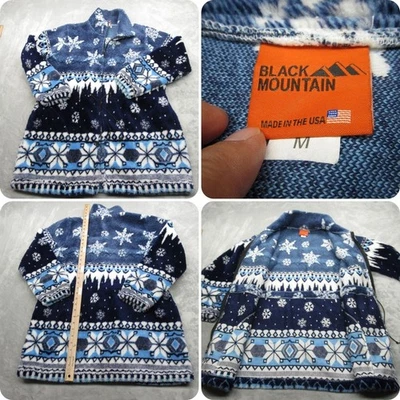 Chaqueta de montaña negra para mujer mediana alta azul copos de nieve suave polar difuso EE. UU. Foto 1 de 4