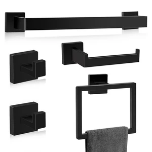 Matte Black Bathroom Hardware Accessories Set of 5 Pieces, 15.6 Inch Bath Tow... - Bild 1 von 6