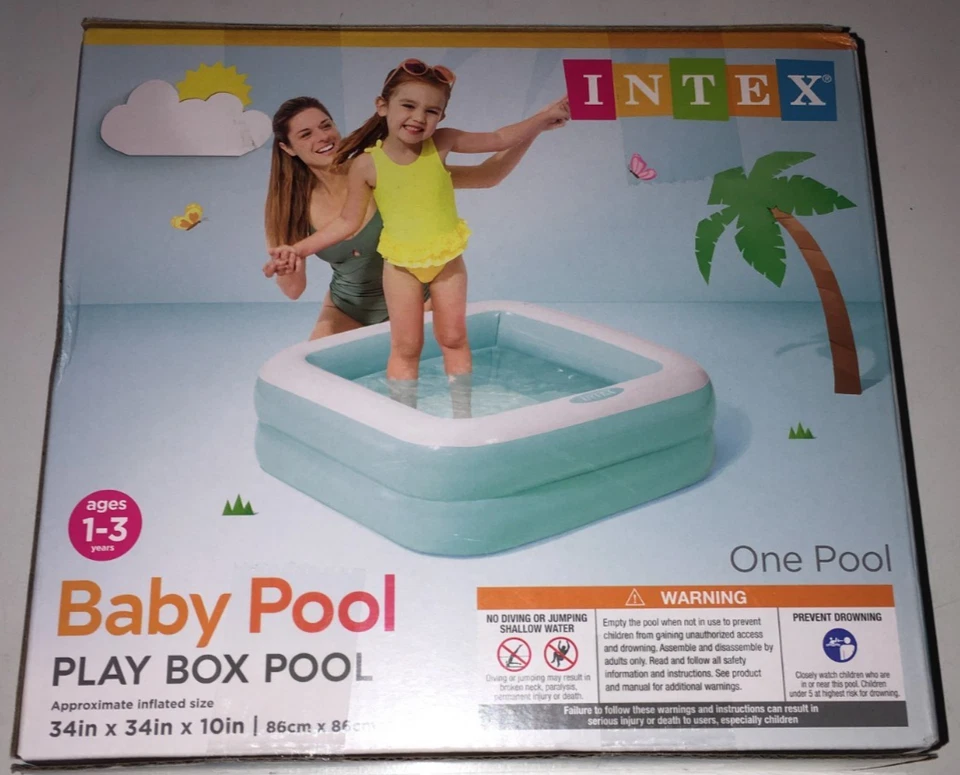 Brand new Intex 57100EP 34" x 34" x 10" play box baby pool blue inflatable - Image 1 of 2
