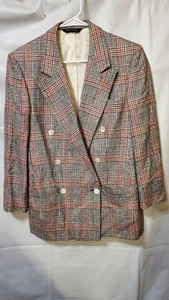 Burberrys Vtg Silk Women's Plaid Jacket Oversize Boyfriend Sz Small Y2K Rare - Picture 1 of 14