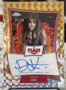 2025 Topps Chrome WWE Dakota Kai Gold Geometric Refractor Auto /50 #RBA-DAK - Picture 1 of 2