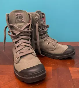Botas con cordones plegables a cuadros rojos de lona caqui holgadas de paladio - para mujer 5,5 - Imagen 1 de 16