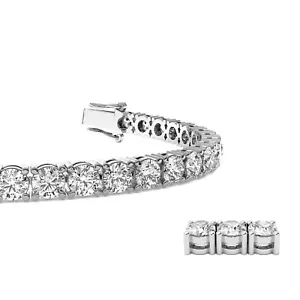 5.80 CT D/VS1 Round Cut Lab Grown Diamond Tennis Bracelet 14k White Gold 7'' - Picture 1 of 6