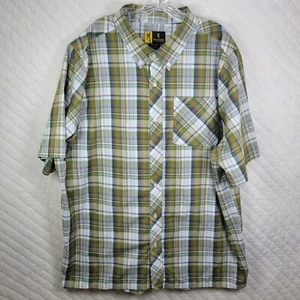 Browning Mens Short Sleeve Plaid Button Down Shirt Cotton XXL Green - Picture 1 of 8