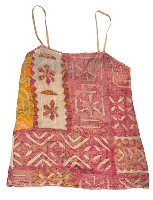 DOSA Christina Kim Cotton Cutout Appliquéd Work Hand Stitch Camisole Pink Size 1 - Image 1 of 4