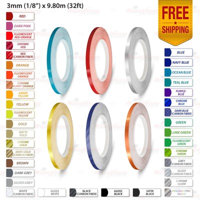 1/4" Pin Striping Stripe Vinyl Tape Decals Stickers 6mm For Cars &amp; Motorcycles E