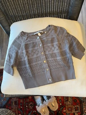 Cárdigan Pointelle recortado de cachemir de algodón para mujer talla XS Foto 1 de 4