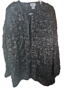 Schwarze glamouröse Abendjacke mit Pailletten von Woman Plus, 2X, neu ohne Etikett - Bild 1 von 4