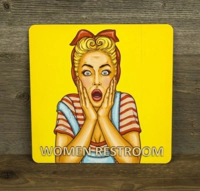 Женский туалет, поп-арт стиль туалет двери знак, туалет, дамская туалетная вода, кабина - Изображение 1 из 3