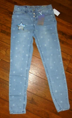Jeans Vigoss Niñas Pierna Recta Azul Estrellado Botón Mosca Talla 14 MFRP $36 Foto 1 de 4