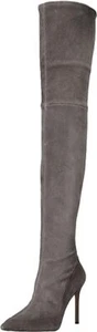 Botas de aguja Pour La Victoire Cassie antracita ajustadas a la piel gamuza sobre la rodilla - Imagen 1 de 6