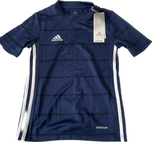 Adidas Short Sleeve T Shirt Boys Size 7-8 XS Blue Jersey Soccer Aeroready - Picture 1 of 15