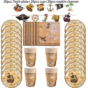 Pirate Theme Party Supplies Paper Plate Cup Napkin Banner Tablecloth Disposable - Picture 1 of 33