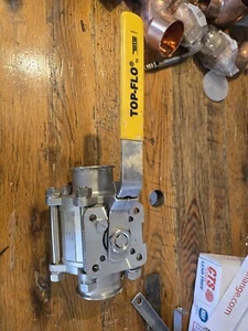 TOP-FLO 3" 800-psi WOG Stainless Steel Sanitary Ball Valve, Lockable Lever Op. - Picture 1 of 4