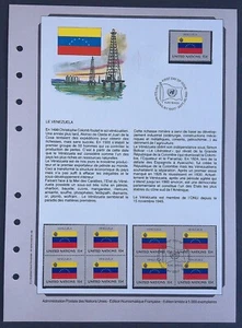 Vereinte Nationen Dokument 1. Tag Briefmarken Flaggen Venezuela O & N/O - Bild 1 von 1