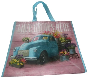 Reusable Tote Bag ~ 20" X 18" X 8" ~LOVE GROWS HERE By Homegoods - Imagen 1 de 1