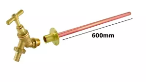 1/2" Outdoor Garden Brass Bib Tap WithThrough Wall Plate Adaptor 60cm *QUICK DEL - Picture 1 of 5