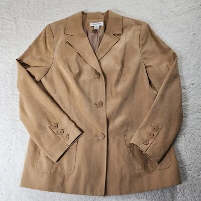 Judith Hart Blazer Womens 16 Tan Blazer Microsuede Career Office Fall Oversized - Image 1 of 4