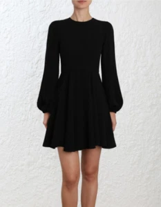 ZIMMERMANN SIZE 0 / AU 8 / US 4 BLACK BLOUSON SLEEVE DRESS - Bild 1 von 11