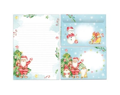 JUNA-EXPERTEN Briefpapier-Set Weihnachten Kinder Notizblock A5 Briefumschläge Weihnachtsmann