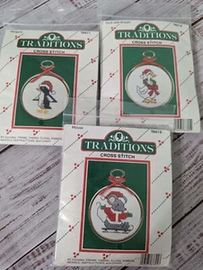 NOS 1980’s Traditions Christmas Ornaments kits set of 3 Duck, Penguin, Mouse - Picture 1 of 4