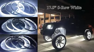 17.5" 5-Row White LED Wheel Ring Lights Jeep Ford Chevrolet Chevy Ram Underglow - Picture 1 of 20
