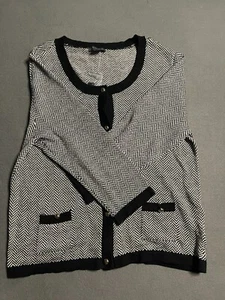 NWT Covington Long Sleeve Black and White patterned Sweater Size XL - Picture 1 of 8