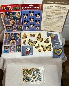 Vtg Mixed Lot Gibson Barbie/Mickey Mouse Stickers Decals & Iron-On Patches READ - Picture 1 of 13