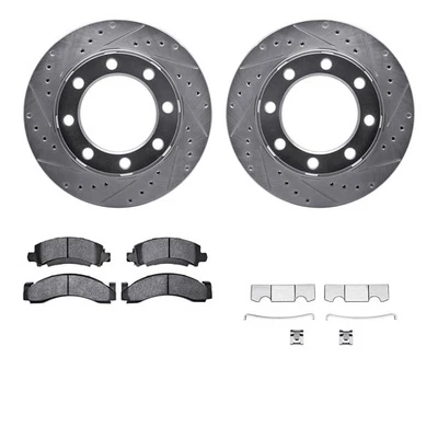 For Dodge W250 86-93 Drilled & Slotted Front Brake Kit w Super Duty Pads Foto 1 de 4