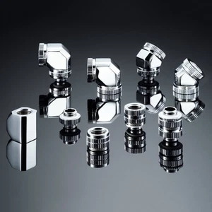 10x PHANTEKS Glacier M-F Rotary Fitting G1/4 - chrome - Afbeelding 1 van 3