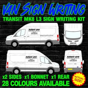 SE ADAPTA A FORD TRANSIT MK8 L3 PERSONALIZADO FURGONETA DE NEGOCIOS LETRERO ESCRITURA GRÁFICOS PEGATINAS - Imagen 1 de 4