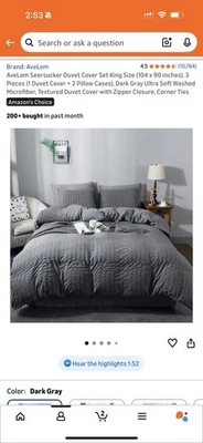 Juego de funda nórdica y farsa King gris oscuro microfibra lavada nuevo Foto 1 de 4