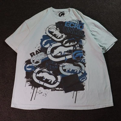 Y2K/2000s ECKO UNLTD GRAFFITI GRAPHIC HIPHOP WHITE T SHIRT 2XL - Image 1 of 4