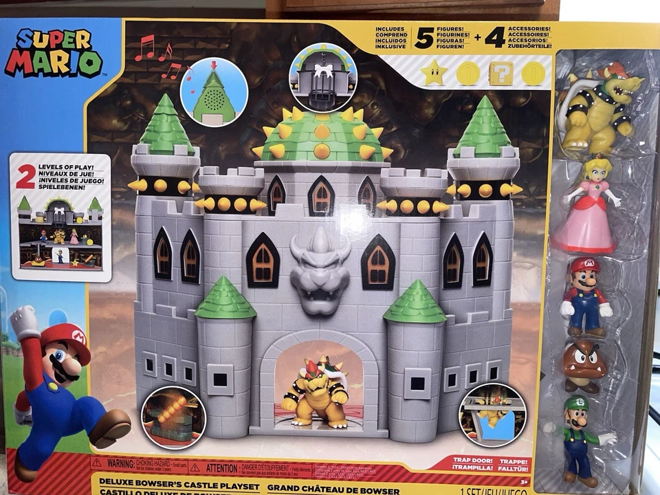 超级马里奥兄弟豪华鲍瑟城堡玩具套装。 5 件套全新。 — 第 1/4 张图片