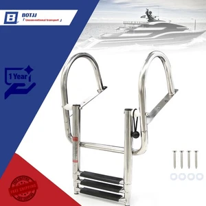For Marine Yacht Swimming Pool 3-Step Stainless Steel Ship Ladder With Handrails - Foto 1 di 11