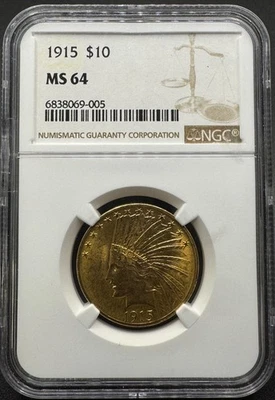 1915 $10 INDIAN HEAD GOLD EAGLE NGC MS64 08XEFC25 - Image 1 of 4