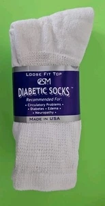 Socks Diabetic Health Circulatory Crew 3 Pairs Cotton USA White 10-13 Size - Picture 1 of 5