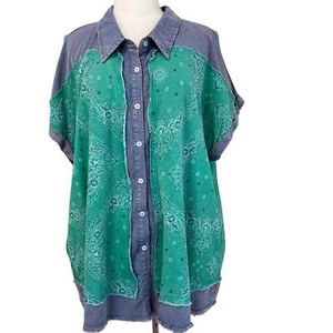 Camisa Oli & Hali Denim Bandana Calce Relajado Abotonada Talla Grande - Imagen 1 de 4