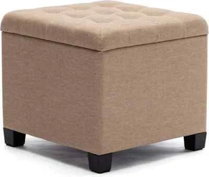 HNNHOME Pouffe Footstool Ottoman Storage Box, 45cm Cube Strong Wooden Frame Line - Picture 1 of 6